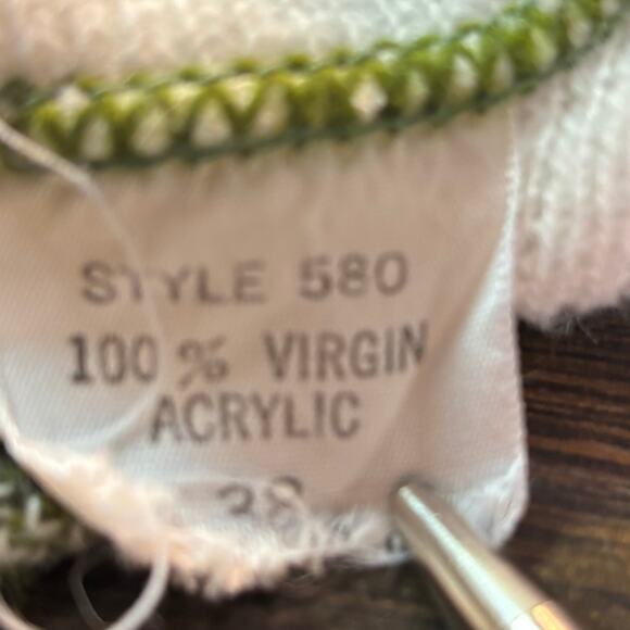 Vintage Beeline Cardigan Womens Sz 38 Medium Green Fair Isle Full Zip 60s 70s - Picture 5 of 8